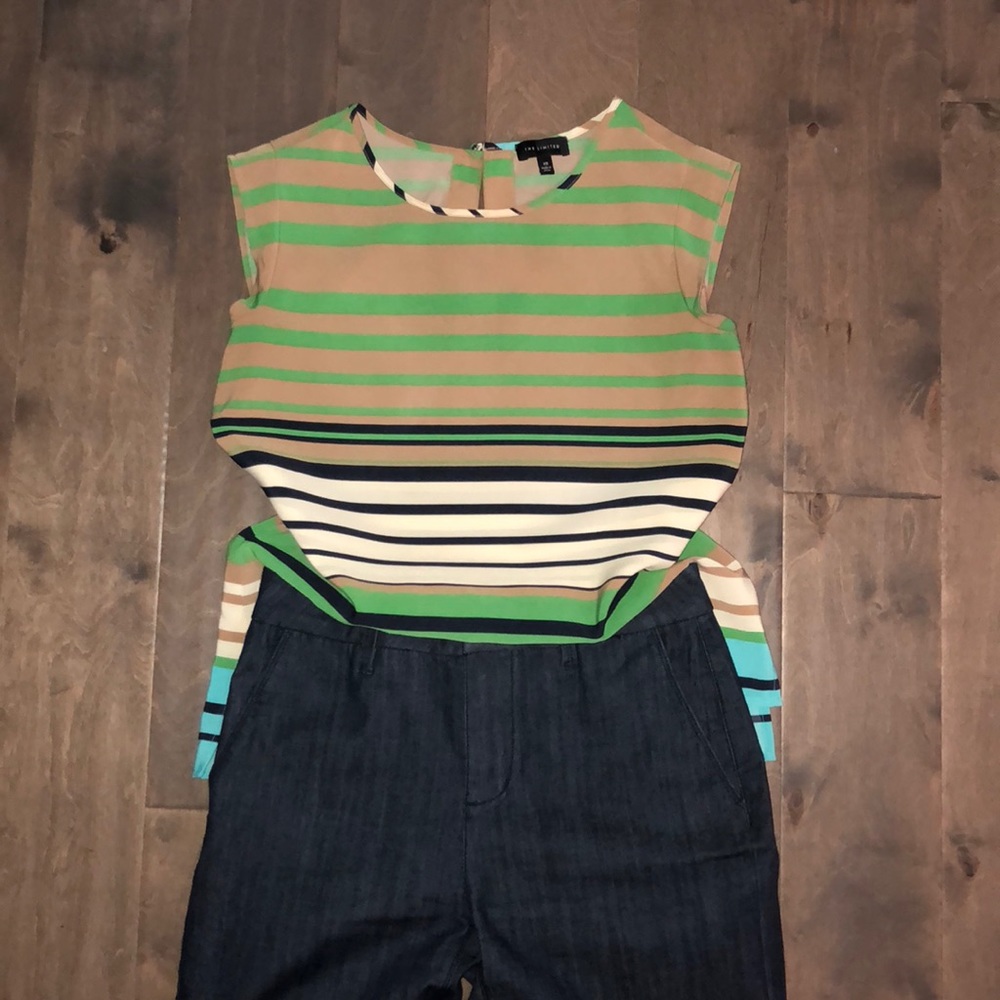The Limited blue and green blouse